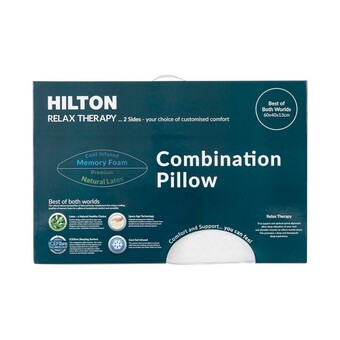 Pillow Talk Relax therapy combination memory foam & latex pillow by hilton offer
