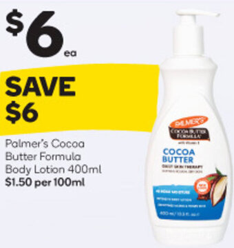 Woolworths Palmer's Cocoa Butter Formula Body Lotion 400ml offer