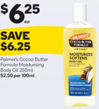 Woolworths Palmer's Cocoa Butter Formula Moisturising Body Oil 250ml offer