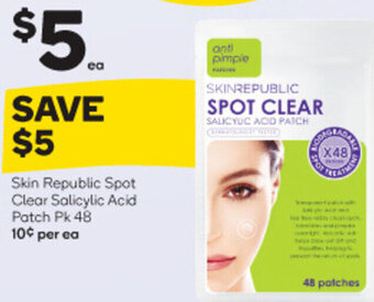 Woolworths Skin Republic Spot Clear Salicylic Acid Patch Pk 48 offer