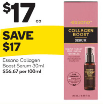 Woolworths Essano Collagen Boost Serum 30ml offer