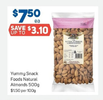 Yummy Snack Foods Natural Almonds 500g