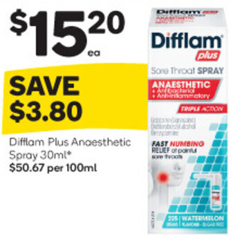 Woolworths Difflam Plus Anaesthetic Spray 30ml* offer
