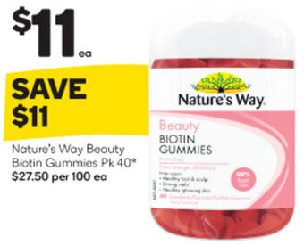 Woolworths Nature's Way Beauty Biotin Gummies Pk 40* offer