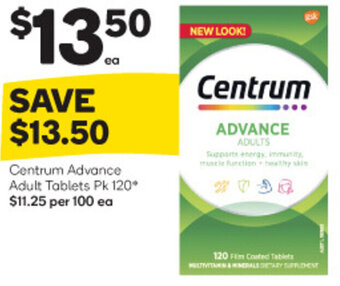 Woolworths Centrum Advance Adult Tablets Pk 120* offer