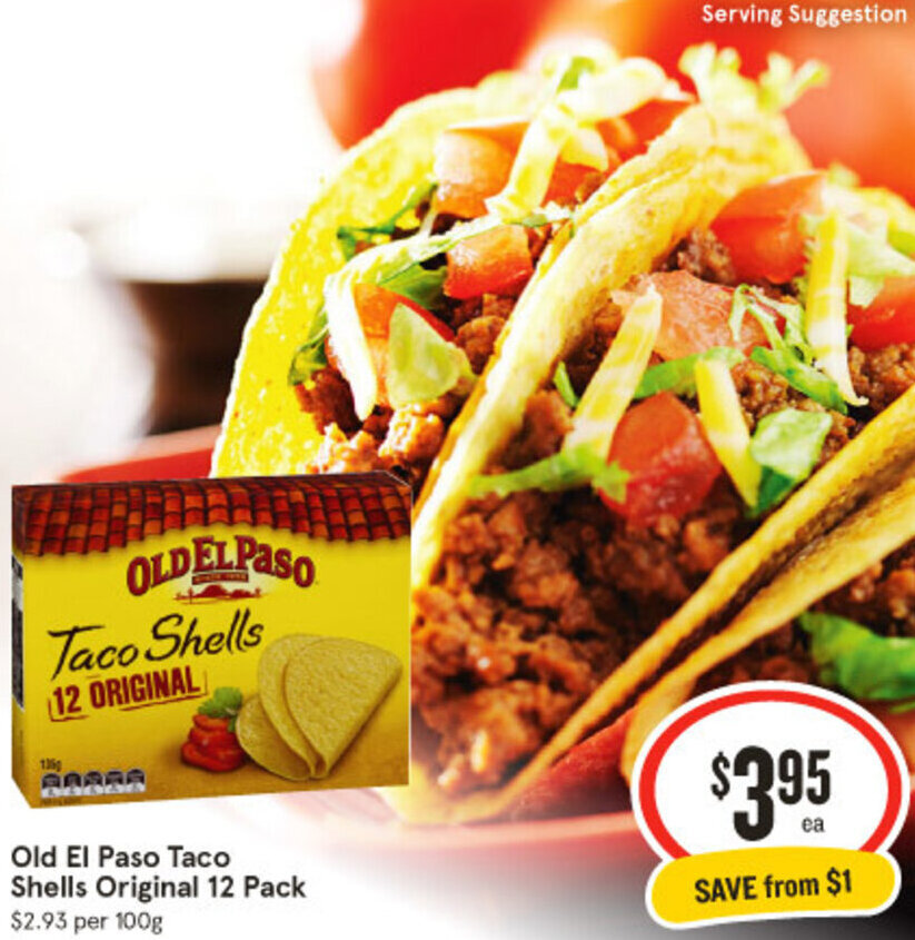 Old El Paso Taco Shells Original 12 Pack offer at IGA