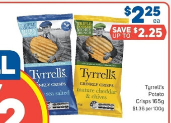 Foodland Tyrrell's Potato Crisps 165g offer