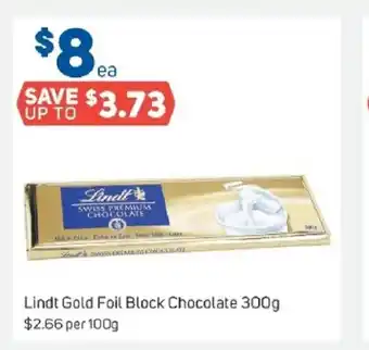 Foodland Lindt Gold Foil Block Chocolate 100g offer