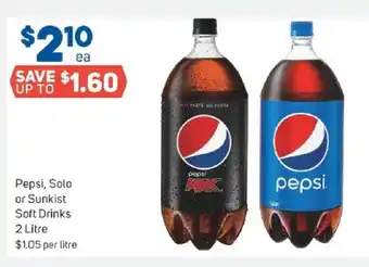 Foodland Pepsi, Solo or Sunkist Soft Drinks 2 Litre offer