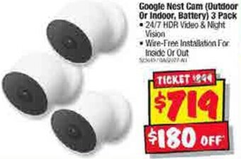 JB Hi-Fi Google Nest Cam (Outdoor Or Indoor, Battery) 3 Pack offer