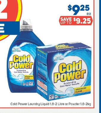 Foodland Cold Power Laundry Liquid 1.8-2 Litre or Powder 1.8-2kg offer