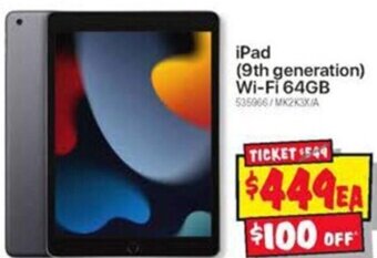 JB Hi-Fi iPad (9th generation) Wi-Fi 64GB offer