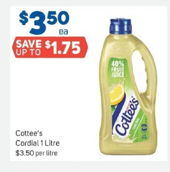 Foodland Cottee's Cordial 1 Litre offer