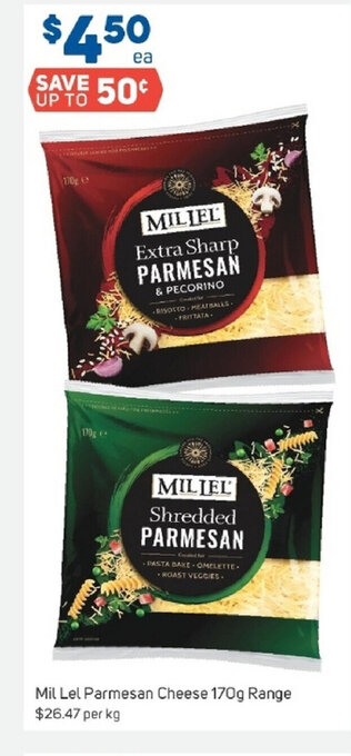 Foodland Mil Lel Parmesan Cheese 170g Range offer