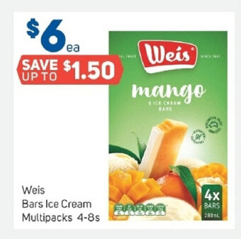 Foodland Weis Bars Ice Cream Multipacks 4-8s offer