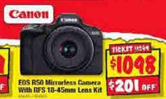 JB Hi-Fi EOS R50 Mirrorless Camera With RFS 18-45mm Lens Kit offer