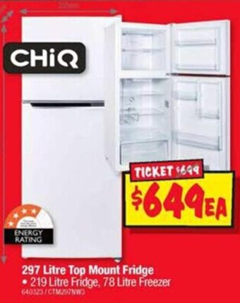 JB Hi-Fi 297 Litre Top Mount Fridge offer