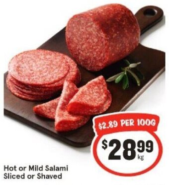IGA Hot or Mild Salami Sliced or Shaved offer