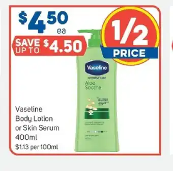 Foodland Vaseline Body Lotion or Skin Serum 400ml offer