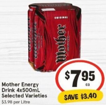 IGA Mother Energy Drink 4x500mL Selected Varieties offer