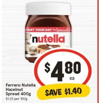IGA Ferrero Nutella Hazelnut Spread 400g offer