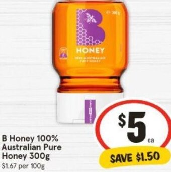 IGA B Honey 100% Australian Pure Honey 300g offer