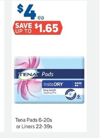Tena Pads 6-20s or Liners 22-39s