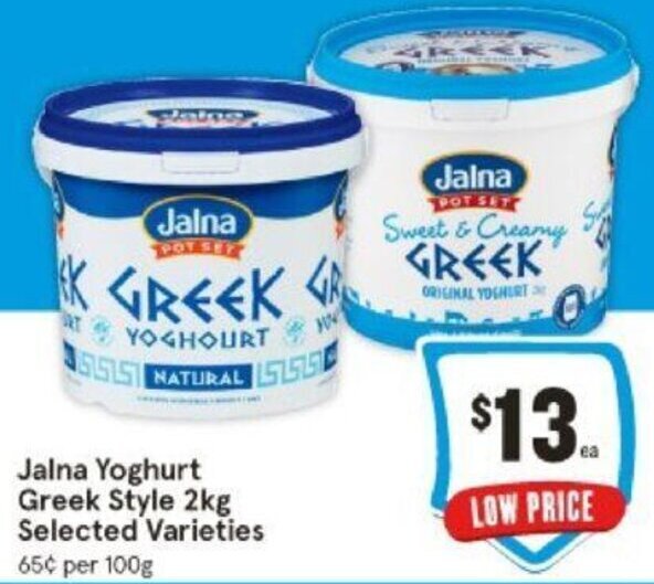 Jalna Yoghurt Greek Style 2kg Selected Varieties offer at IGA