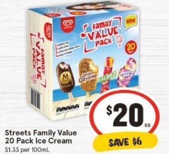 IGA Streets Family Value 20 Pack Ice Cream offer