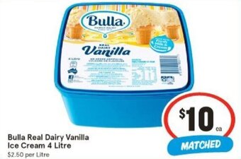IGA Bulla Real Dairy Vanilla Ice Cream 4 Litre offer
