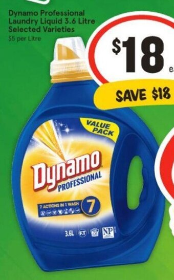 IGA Dynamo Professional Laundry Liquid 3.6 Litre Selected Varieties offer