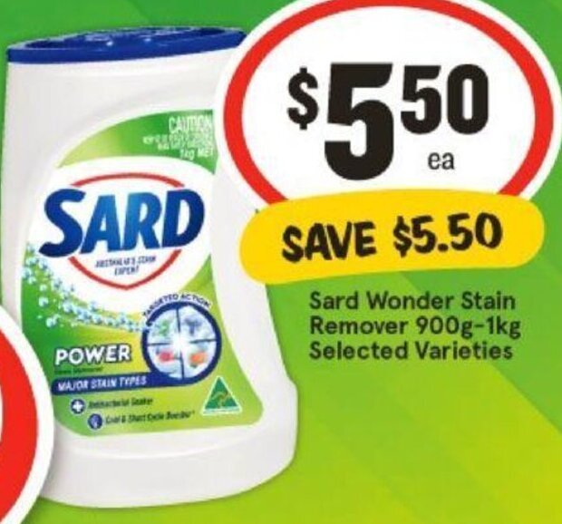 Sard Wonder Stain Remover 900g1kg Selected Varieties offer at IGA
