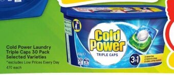 IGA Cold Power Laundry Triple Caps 30 Pack Selected Varieties offer