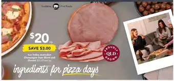 Drakes Sun Valley Australian Champagne Ham Sliced And Shaved per kg offer