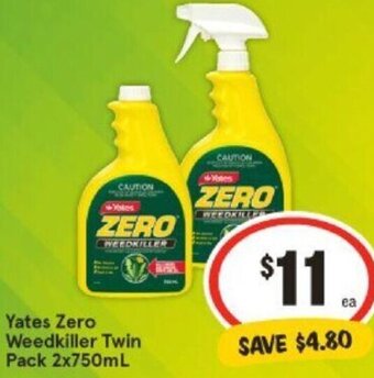 IGA Yates Zero Weedkiller Twin Pack 2x750mL offer