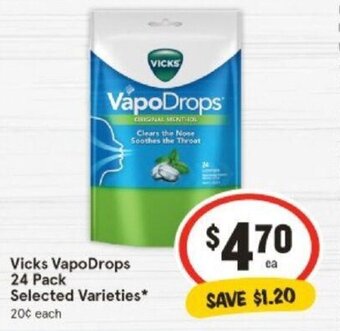 IGA Vicks VapoDrops 24 Pack Selected Varieties* offer