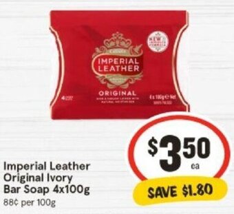 IGA Imperial Leather Original Ivory Bar Soap 4x100g offer