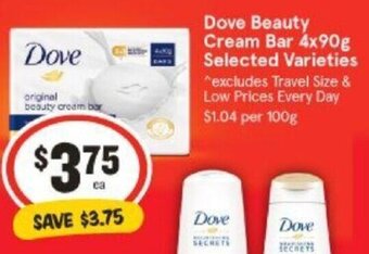 IGA Dove Beauty Cream Bar 4x90g Selected Varieties ^ offer