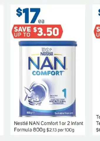 Foodland Nestle NAN Comfort 1 or 2 Infant Formula 100g offer