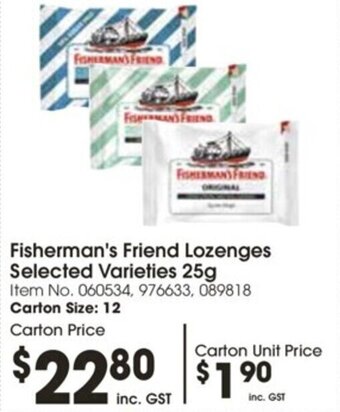 Campbells Wholesale Fisherman's Friend Lozenges Selected Varieties 25g offer