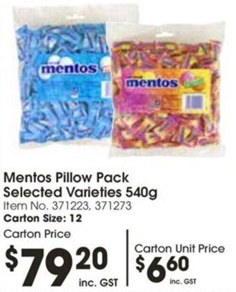 Campbells Wholesale Mentos Pillow Pack Selected Varieties 540g offer