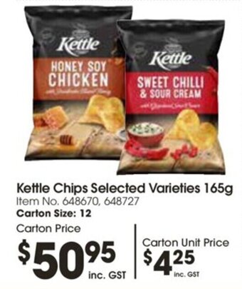 Campbells Wholesale Kettle Chips Selected Varieties 165g offer