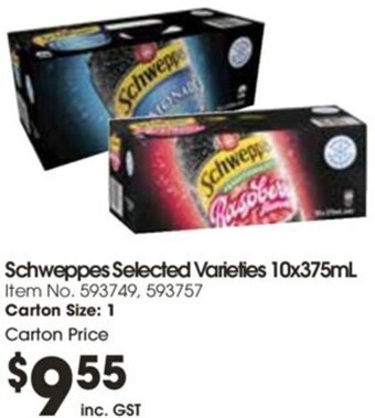 Campbells Wholesale Schweppes Selected Varieties 10x375mL offer