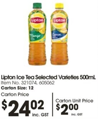 Campbells Wholesale Lipton Ice Tea Selected Varieties 500mL offer