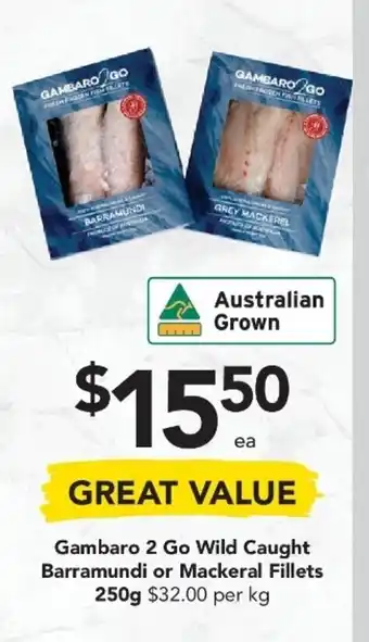 Drakes Gambaro 2 Go Wild Caught Barramundi or Mackeral Fillets 250g offer
