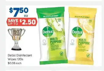 Foodland Dettol Disinfectant Wipes 120s offer