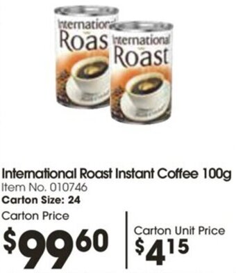 Campbells Wholesale International Roast Instant Coffee 100g offer