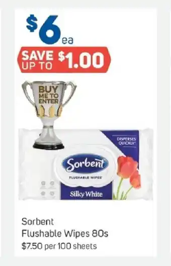 Foodland Sorbent Flushable Wipes 100 sheets offer