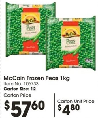 Campbells Wholesale McCain Frozen Peas 1kg offer