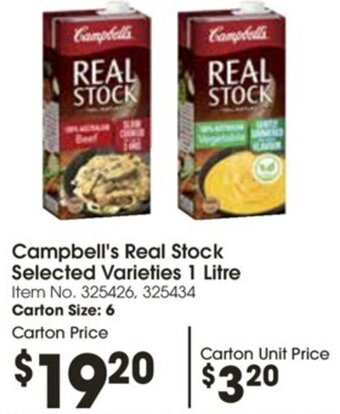 Campbells Wholesale Campbell's Real Stock Selected Varieties 1 Litre offer